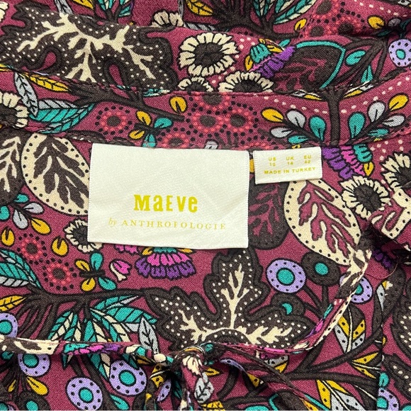 Anthropologie Maeve Janie Flounced Peasant Blouse - purple paisley/floral, L - Picture 4 of 12